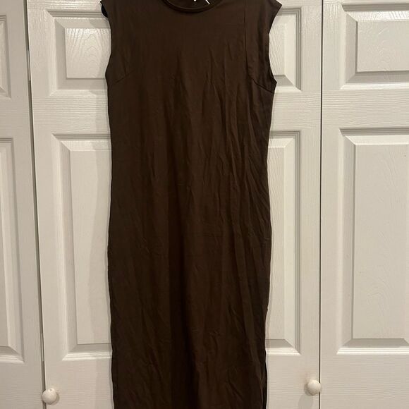 Frame Le Muscle Maxi Dress Sleeveless Slit Organic Cotton Size M - Picture 4 of 6
